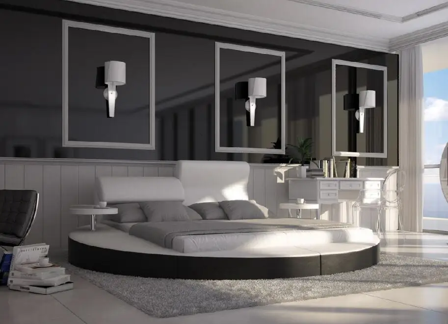 Мягкая оправа для кровати из натуральной кожи массажер хранения безопасный динамик светодиодный