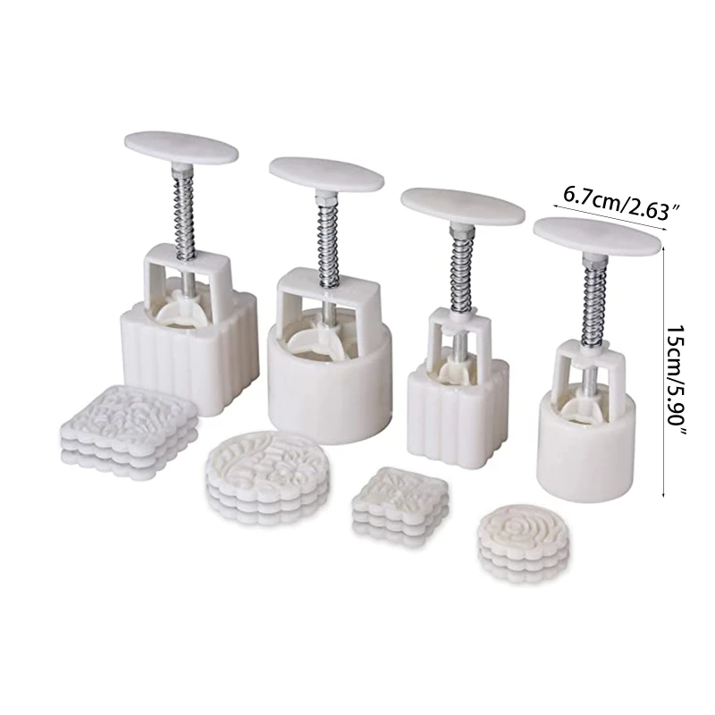 

Mid-Autumn Festival DIY Hand-Pressure Moon Cake Mould With 12 Pcs Mode Pattern For 4 Sets