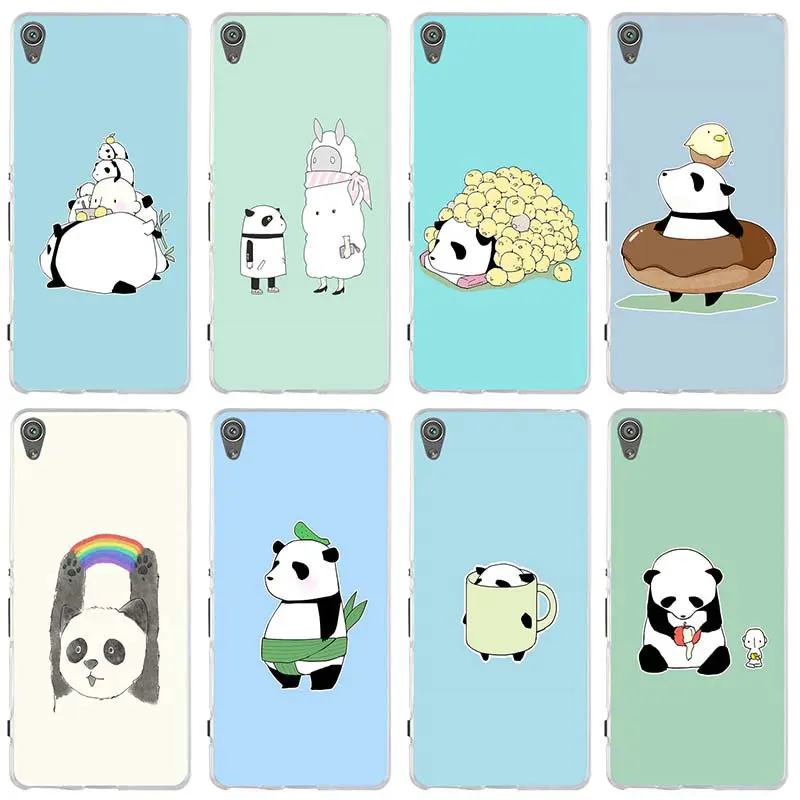 Мягкий чехол для телефонов Sony Xperia E3 E5 T3 M2 M4 M5 XA XZ Z Z1 Z2 Z3 Z4 Z5 Compact с ярким водяным пандой водяного рисунка.