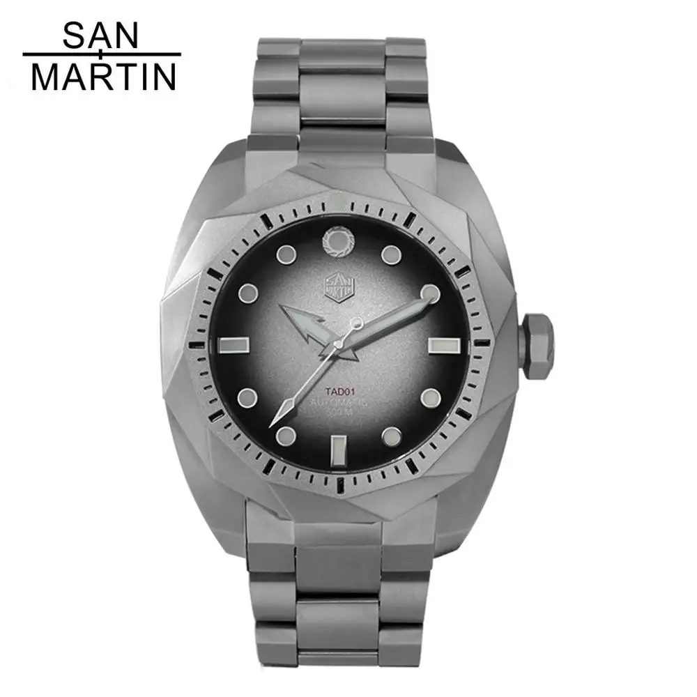 Мужские наручные часы San Martin 50 бар титановые автоматические механические для