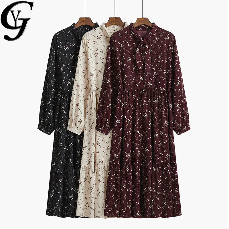 

2021 сезон: весна-лето в богемном стиле с цветочным принтом длинное платье для женщин на каждый день с длинным рукавом Свободные вечерние плат...