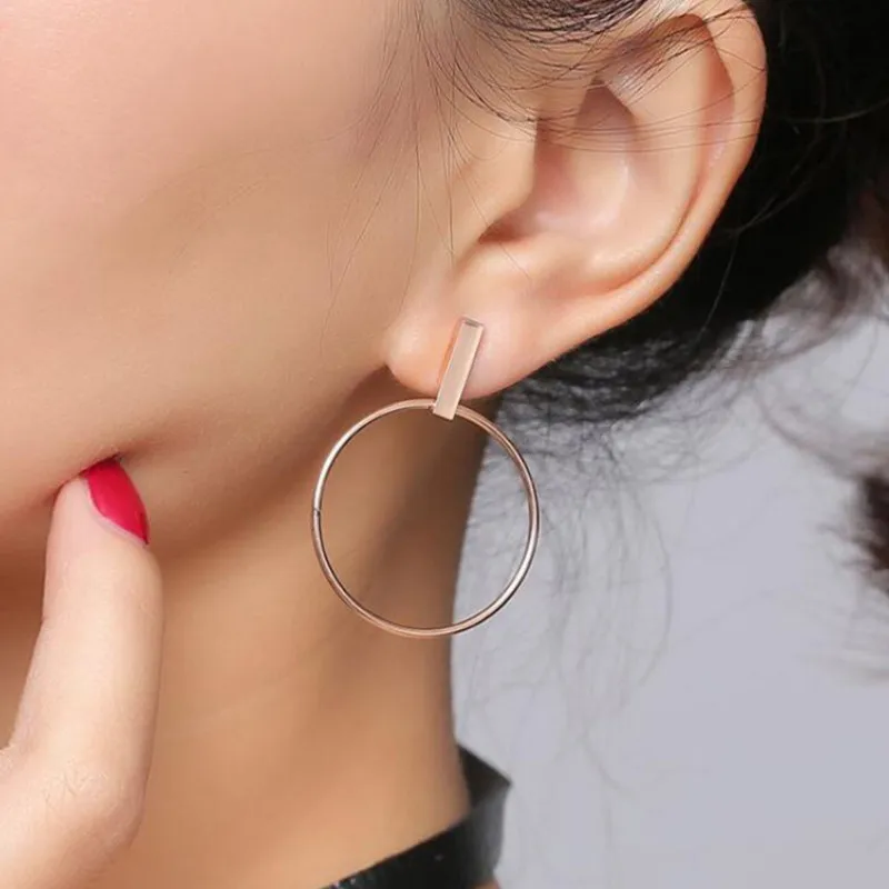 

New Geometry Circle Pendant Earrings Simple Personality Dangle Ear Jewelry