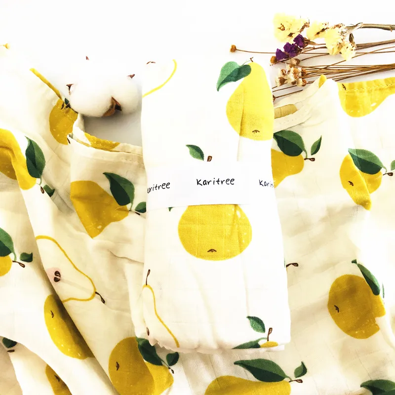 zm pear Лев 70% бамбук+ 30% хлопковая детская пеленка обертывания хлопок ребенок муслин пеленать одеяла новорожденных Большой пеленки бамбуковый муслин одеяло - Цвет: zm pear