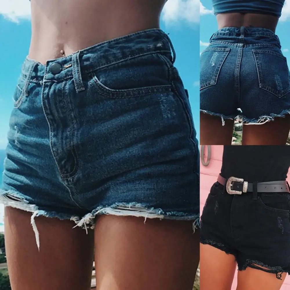 

Shorts Solid Color Skin-friendly Sexy Women Ripped Hot Shorts for Party