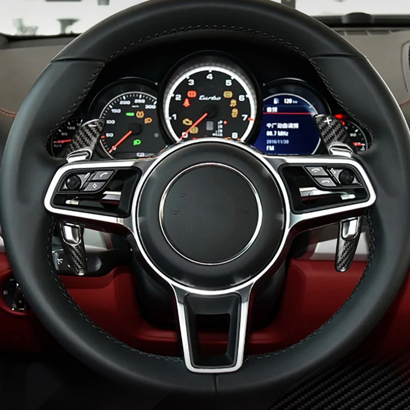 

Carbon Fiber Interior Trim for Cayman 981 911 Carrera Accessories Car Steering Wheel Paddle Shifter Cover