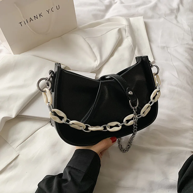

High Quality Ladies Chain Shoulder Bag 2021New Fashion Chain Underarm Bag Korean Version of The Net Red Crossbody Fold Cloud Bag