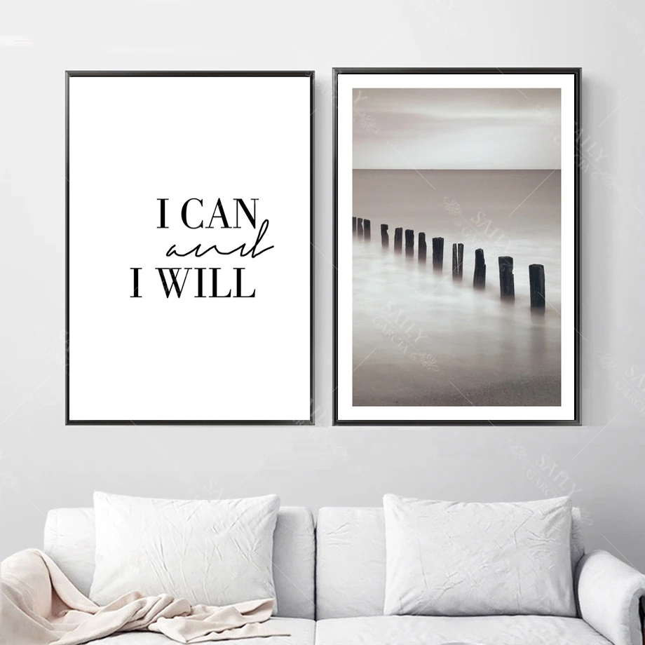 Могу я буду морской Nordic художественная работа с цитатами из плотной ткани