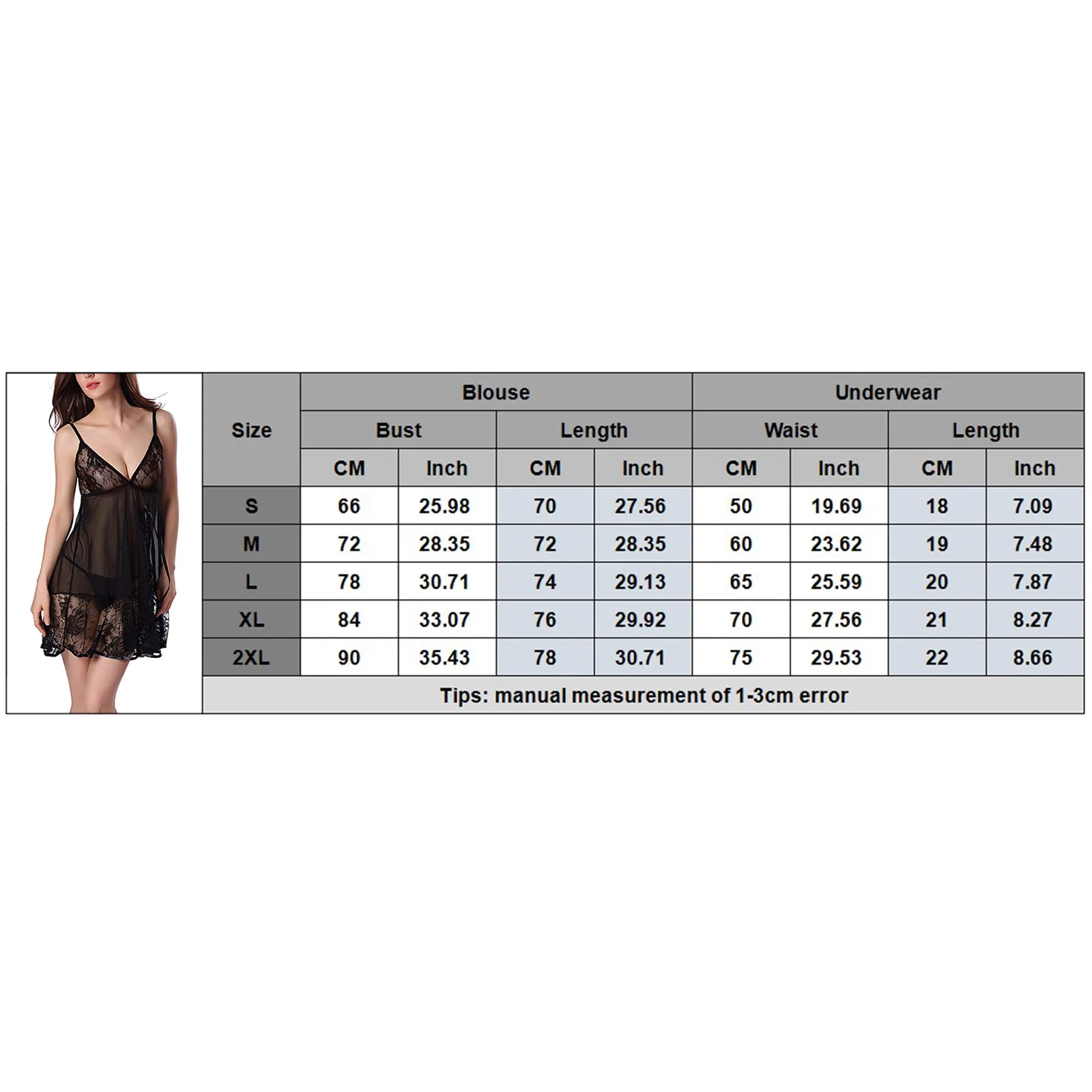 

Ladies' Lace Hollow Close-fitting Charm Sling Pajamas Set Cute Mesh Breathable Transprant Smooth Dress With G-String