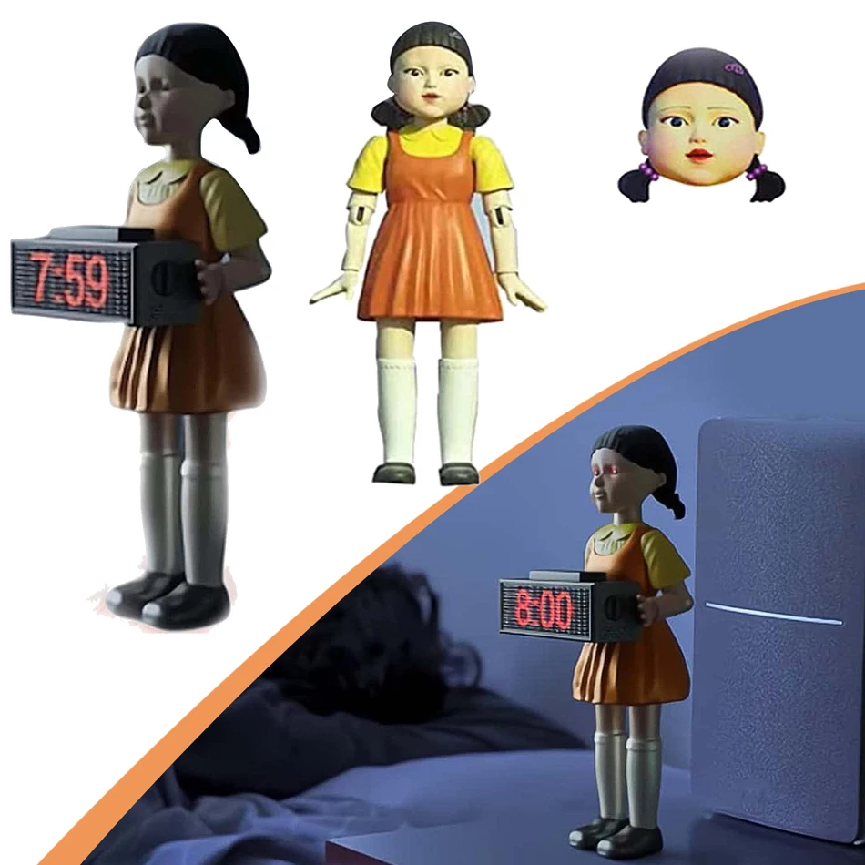 Squid Game Electronics Alarm Clock Fires Bullets Red Green Light Doll Bedroom Desk Decoration Funny 2021 | Дом и сад
