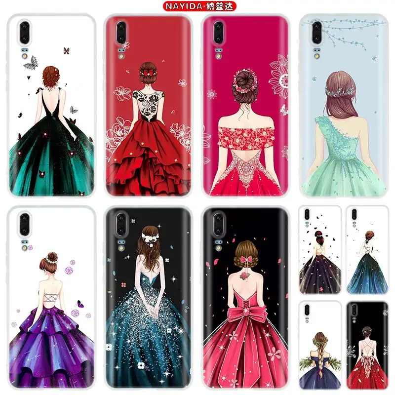 

Мягкий силиконовый чехол с узором и юбкой для девочек, чехол для Huawei P40 P30 P20 Pro P10 Lite E Plus Smart 2019 2020 Z, чехол со звездой