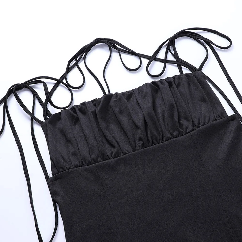 

High Street Ladies Dresses Spring Summer Fashion Loose Casual Simple Designer Creative Folds Backless Split High Waist 2021