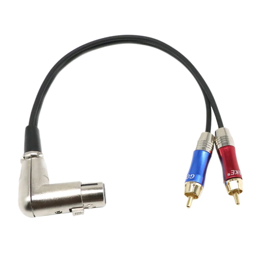 90 градусов ° 3 контакта разъем XLR к 2 двойным RCA Y-образный сплиттер соединительный