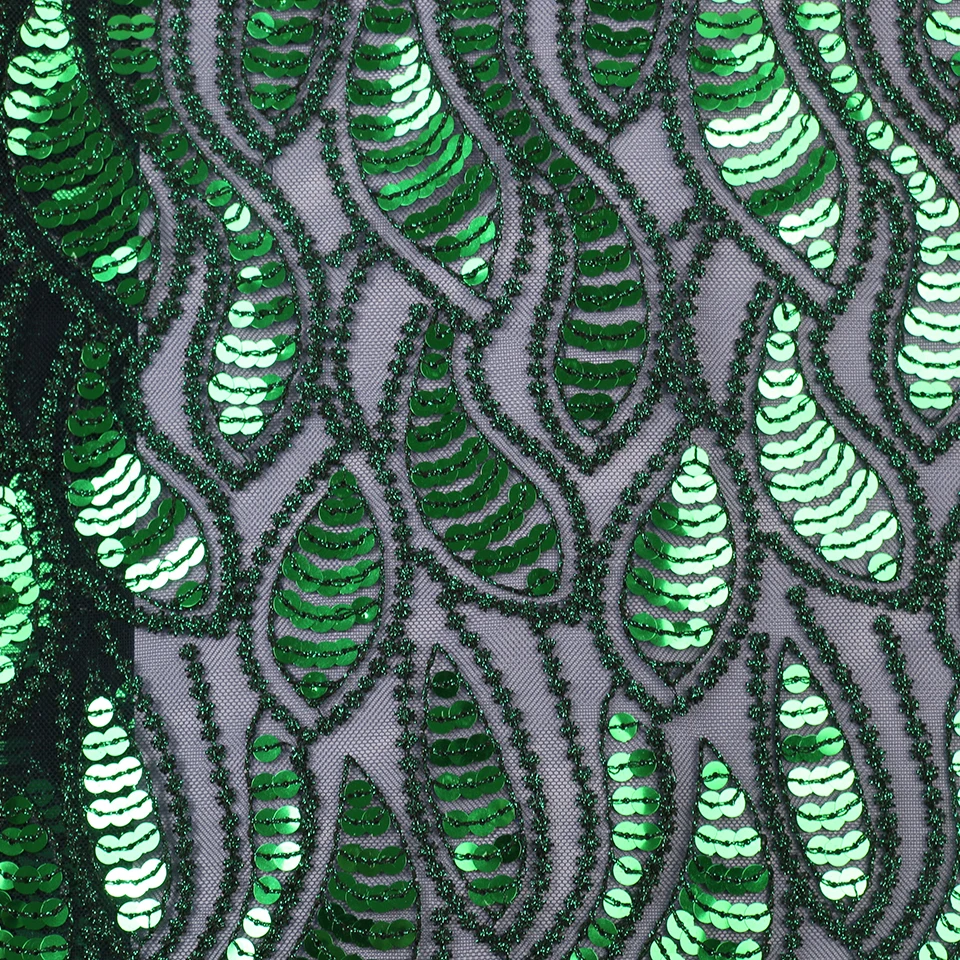 

Green French Mesh Lace Fabric With Sequins 2019 Hot Sale High Quality Women's Clothing African Embroidered Lace Fabric AMY3024B