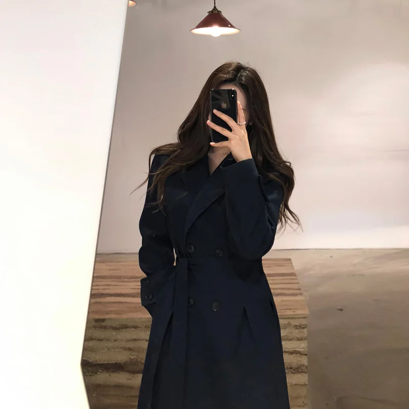 Женское двубортное пальто с отложным воротником зима 2019 | Женская одежда