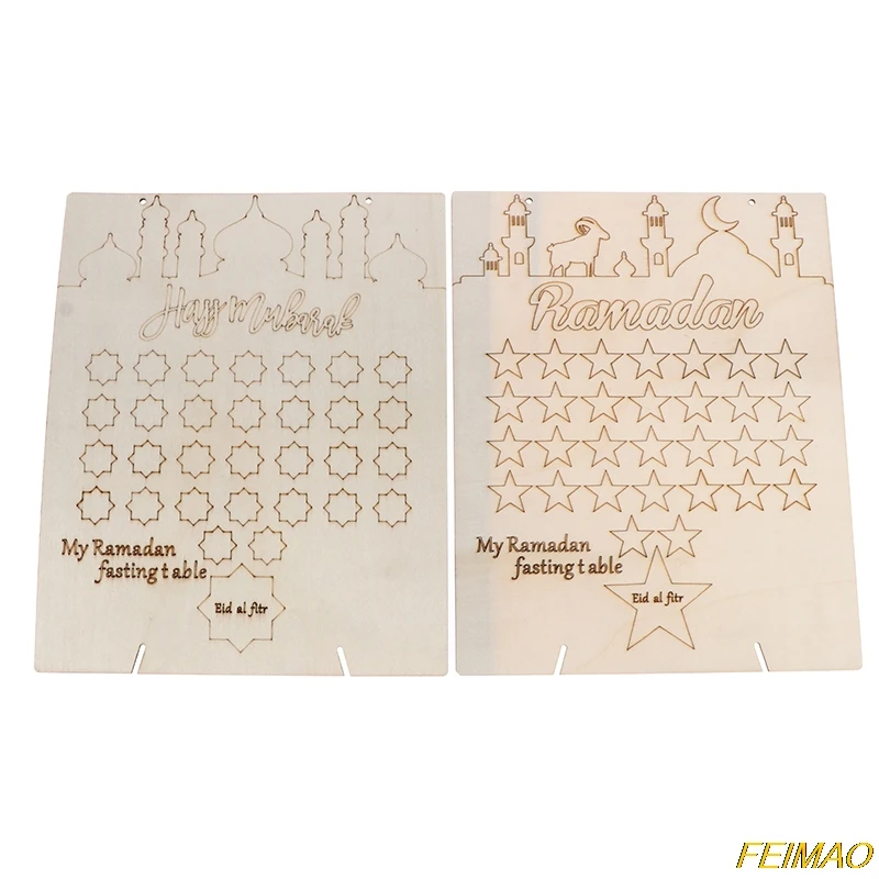

Wooden Ramadan Countdown Calendar DIY Graffiti EID Mubarak Decoration with Pens