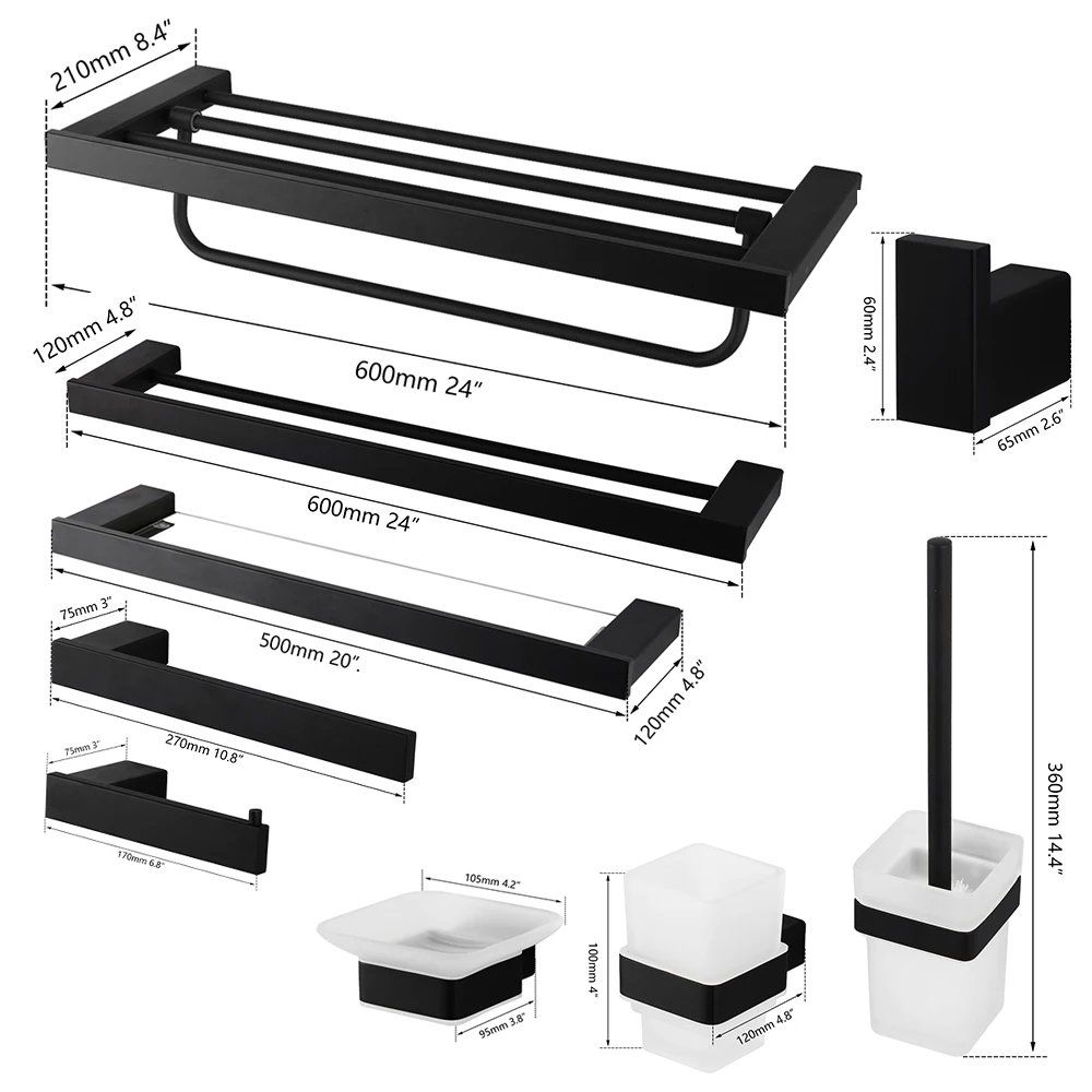 torayvino 304 stainless steel bathroom hardware set black matte paper holder toothbrush holder toilet brush bathroom accessories free global shipping