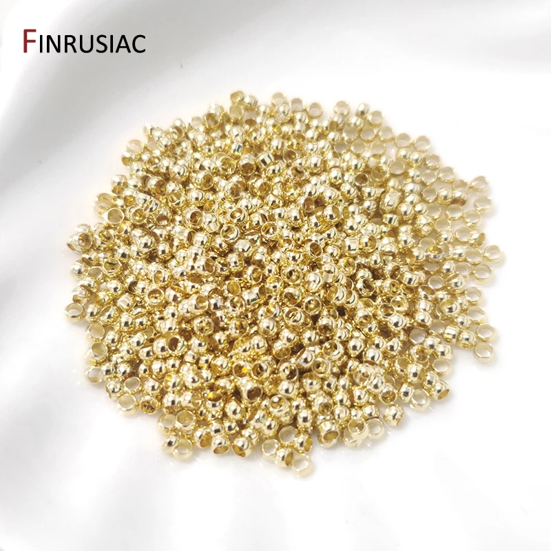 200PCS/lot 2/2.5mm 18K Gold Plated Crimp End Beads,Lamps For Jewelry,Stopper Spacer Beads For DIY Jewelry Making Findings