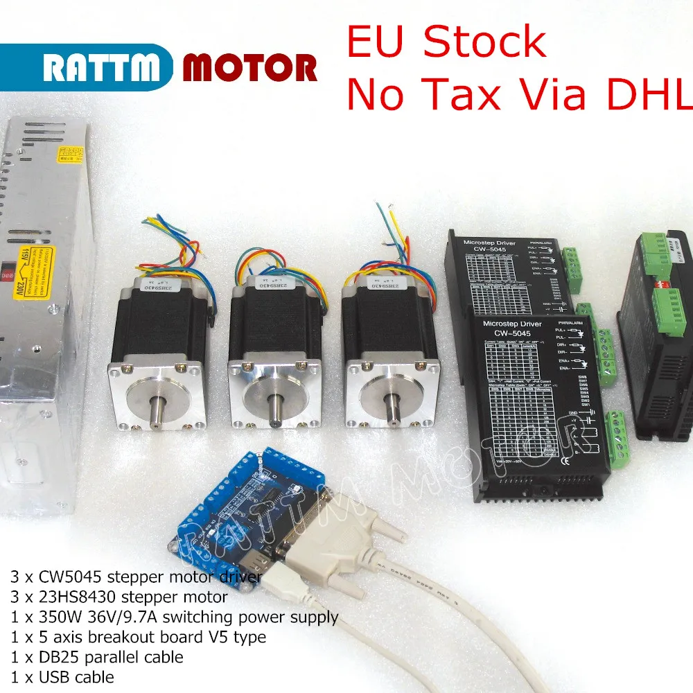 Доставка в ЕС! 3 оси Nema23 шаговый двигатель набор контроллеров CNC 270oz in 76 мм и