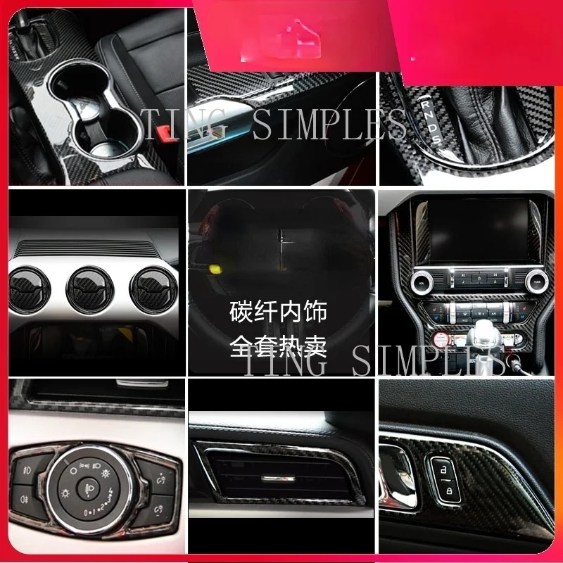

Наклейки из углеродного волокна для Ford Mustang, наклейки для украшения интерьера автомобиля, аксессуары для Ford Mustang 2015 2016 2017, Стайлинг автомобил...