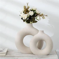 donuts flower vase nordic circular hollow ceramic pot home decoration desktop living room interior accessories office decor gift
