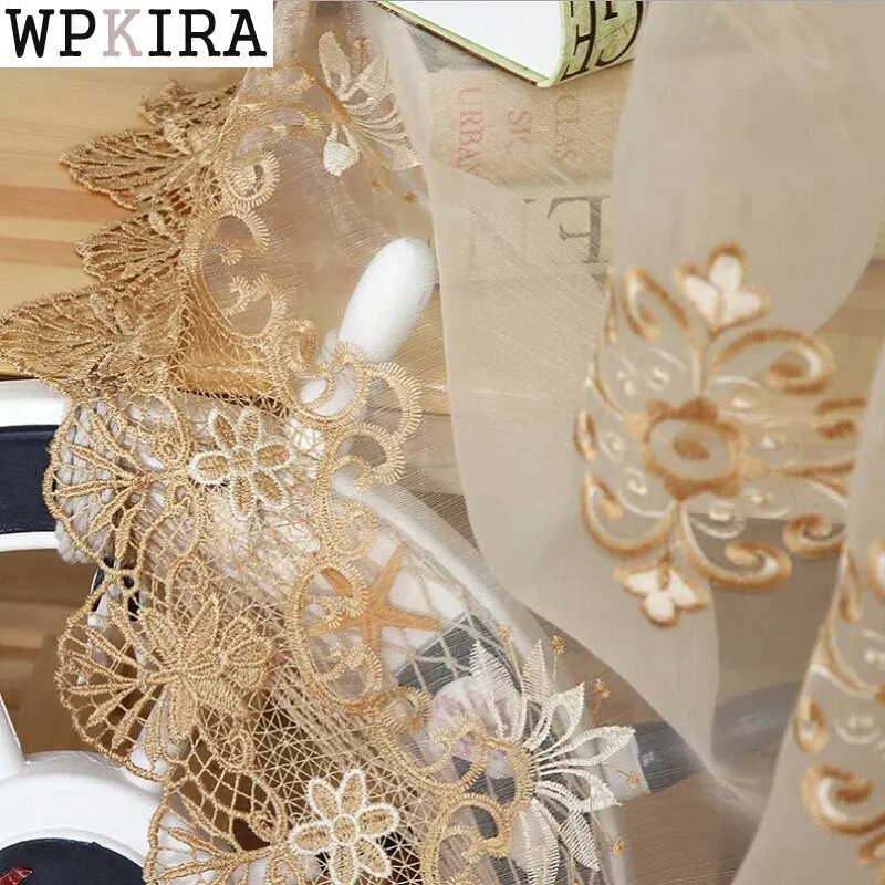 Роскошные вышитые Прозрачная Вуаль шторы для окон Cortina Гостиная двери расшитое