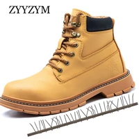 zyyzym steel toe shoes men safety work boots autumn winter outdoors men fashion work safety shoes anti piercing footwear