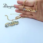 New Hip Hop Letter Necklace Name Personalized Custom Necklace GoldSilver Double Color Nameplate Necklace Pendant Set Gifts
