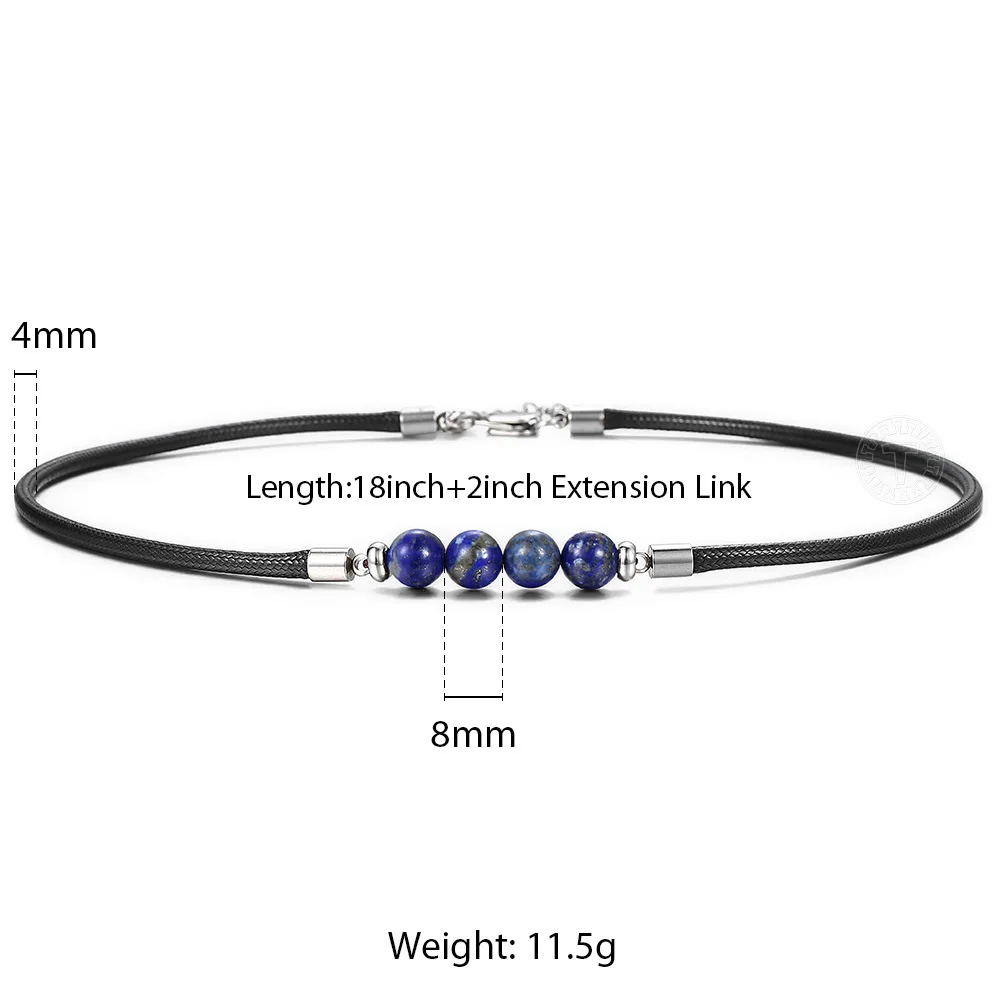 DN141 Trendsmax 8mm Natural Tiger Eye Stone Bead Necklace Charm Black Leather Cord Choker Necklace for Men Women Jewelry Gift DN125 - Metal Color: DN141