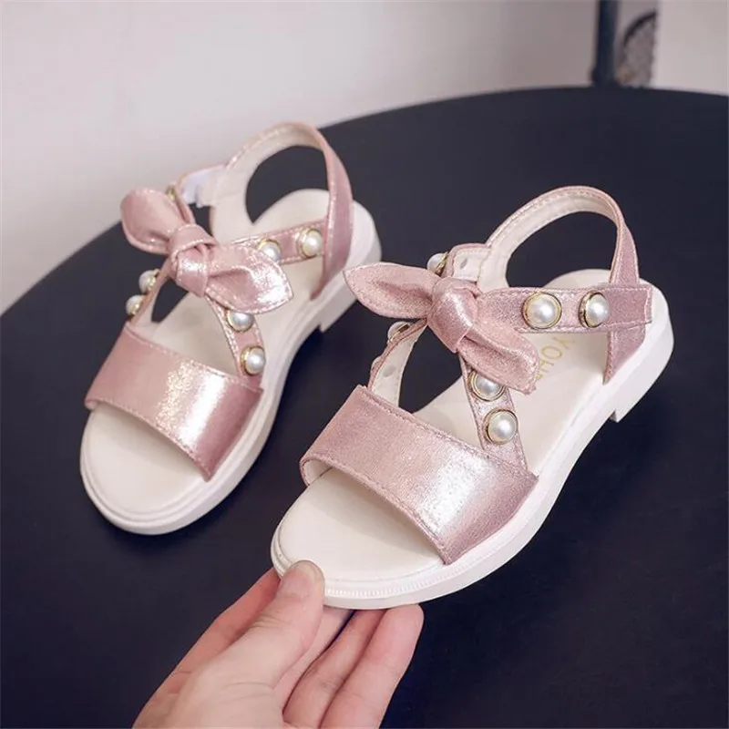 

Сандалии детские кожаные в горошек, босоножки с мягкой подошвой, с бантом, летняя Классическая обувь для девочек