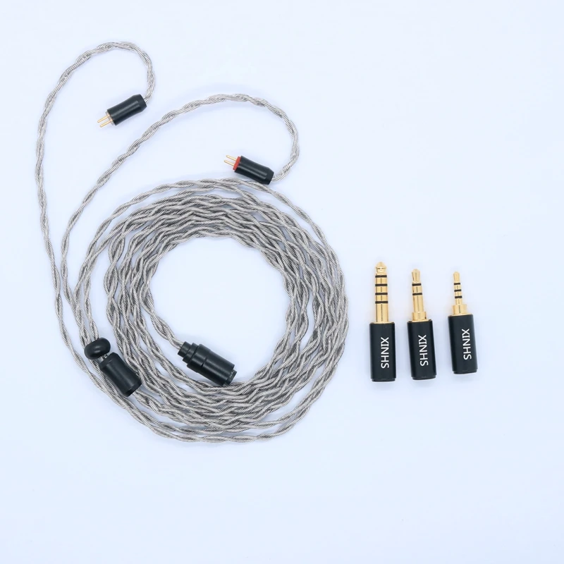 Fones de Ouvido Cabo de Atualização de Áudio Núcleos Grafeno Liga Prata Chapeado Fio Mmcx 0.78mm 2 Pinos Modular 4