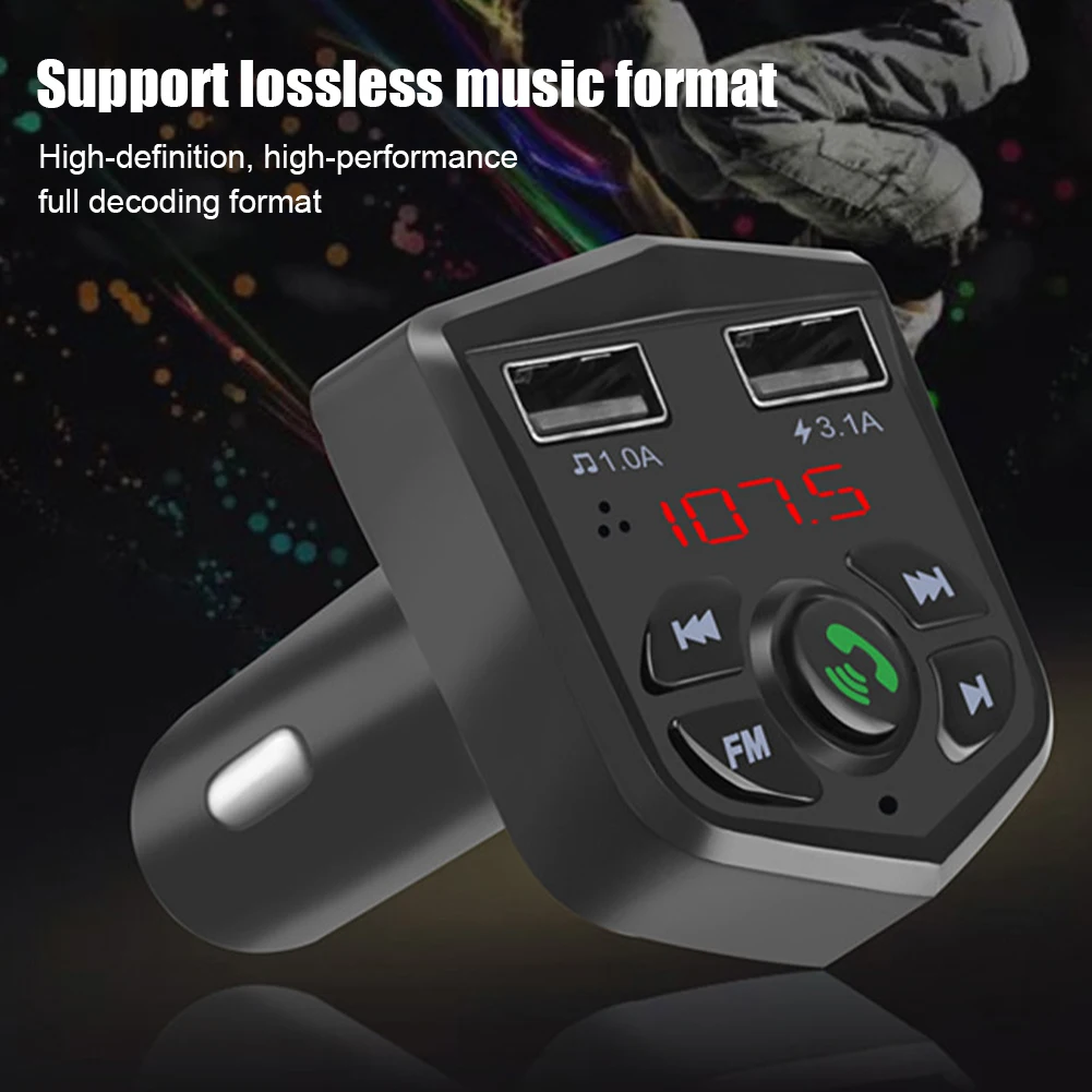 

FM-трансмиттер автомобильный с 2 USB-портами и поддержкой Bluetooth, 12-24 В