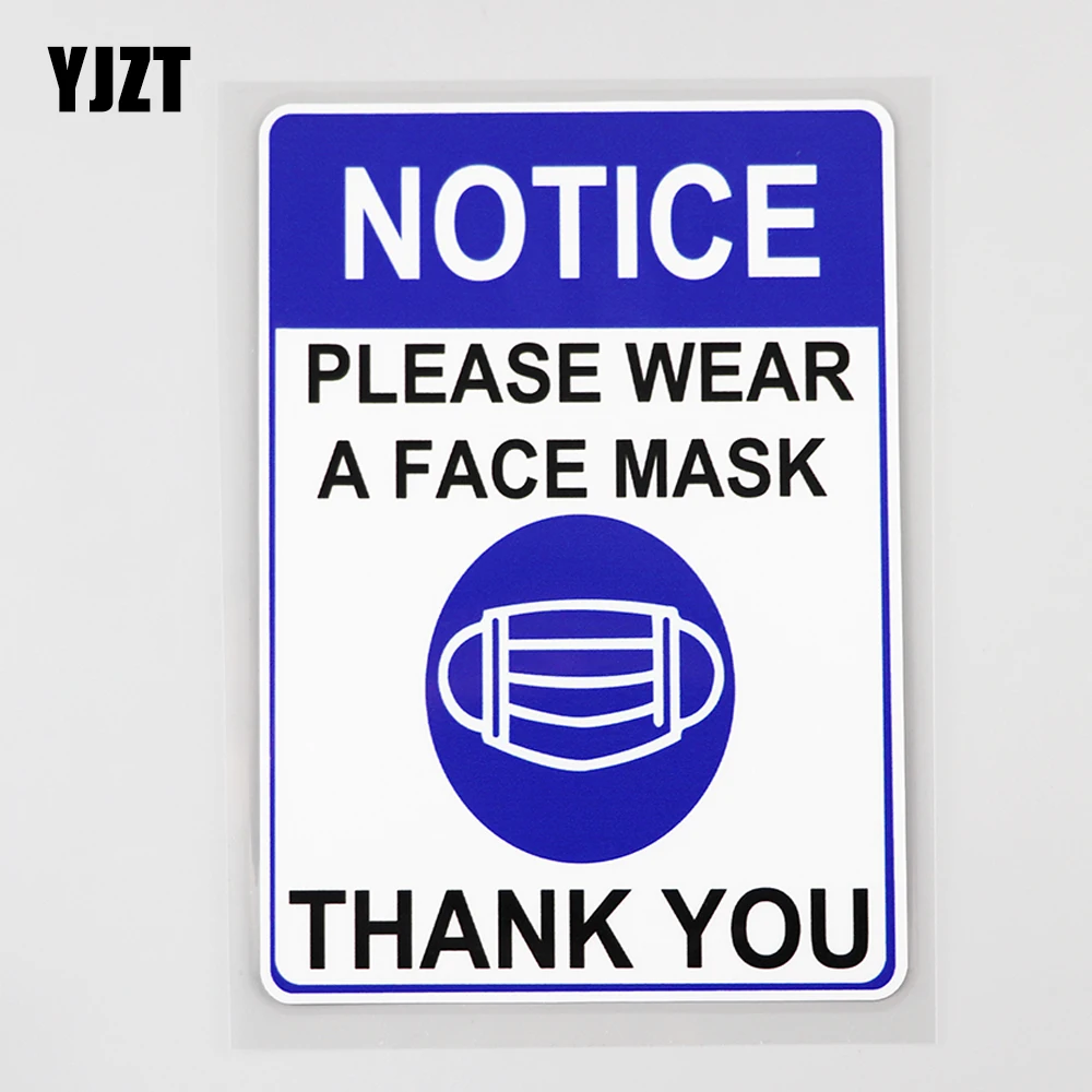 

YJZT, 11,2 см × 16,4 см, пожалуйста, Носите маску для лица, наклейка на автомобиль из ПВХ 12C-0008