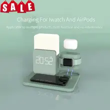 3 In 1 Wireless Charging Clock Charging Night Light 10W Wireless Chargers Multi-function For Iphone Iwatch Airpods
