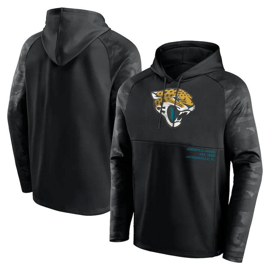 

Jacksonville Men sports Hoodies Jaguars sweatshirt Fanatics Branded Shade Defender Raglan Pullover football mens Hoodie clothing