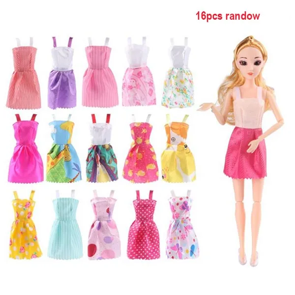 16pcs random stytle Случайный 5/10/16 шт смешанных видов ручной работы различные красочные модные платья Милая крутая Одежда для куклы Барби аксессуары Игрушки для девочек - Цвет: 16pcs random stytle