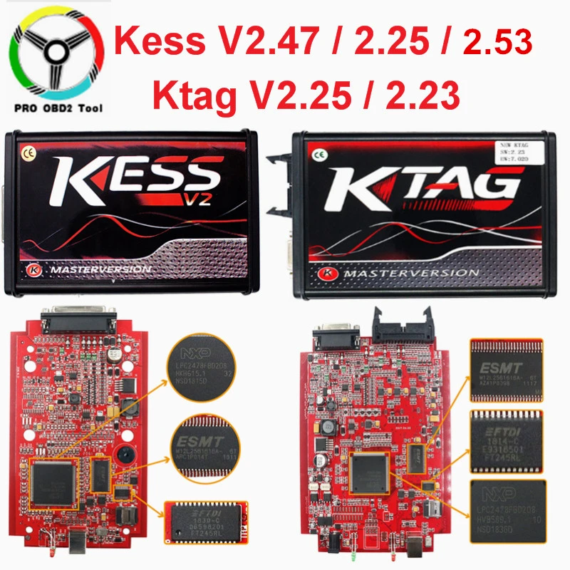 Kess Ktag Online Kess V2 V2.53 EU Red Kess V5.017 Master No Token Ktag V7.020 Manager Tuning Kit Ktag V2.23 ECU программист