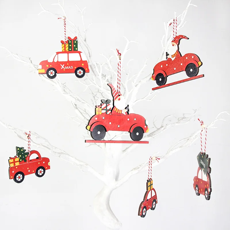 

Christmas Wooden Christmas Hanging Ornaments Colorful Car Christmas Tree Pendant Creative Christmas Party Props Decoration