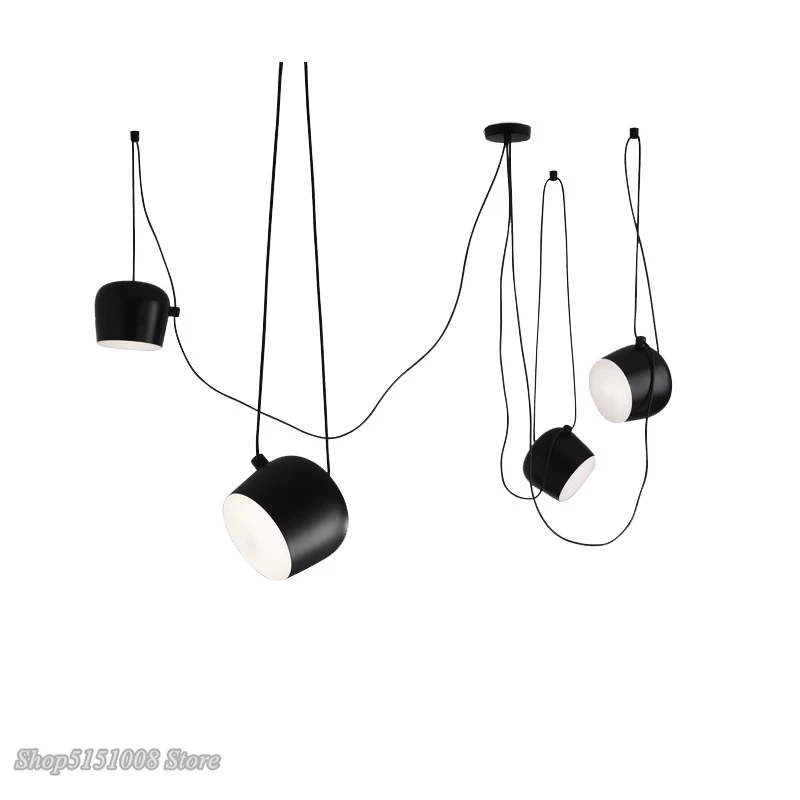 

Nordic Creativity DIY Spider Pendant Lamps White Black Drum Shade Pendant Light Modern Adjustable Hanging Lamp Lighting Fixtures