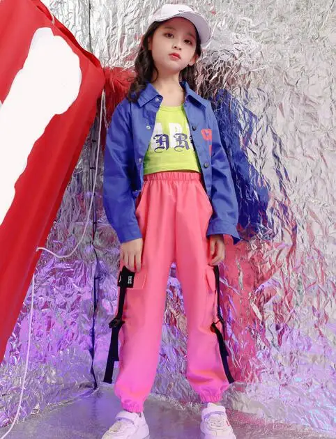 

Kids Hip Hop Costumes for Girls Children Fashion Jazz Ballroom Dance Clothing Performance Dancewear Stage Dancing Wear Outfits