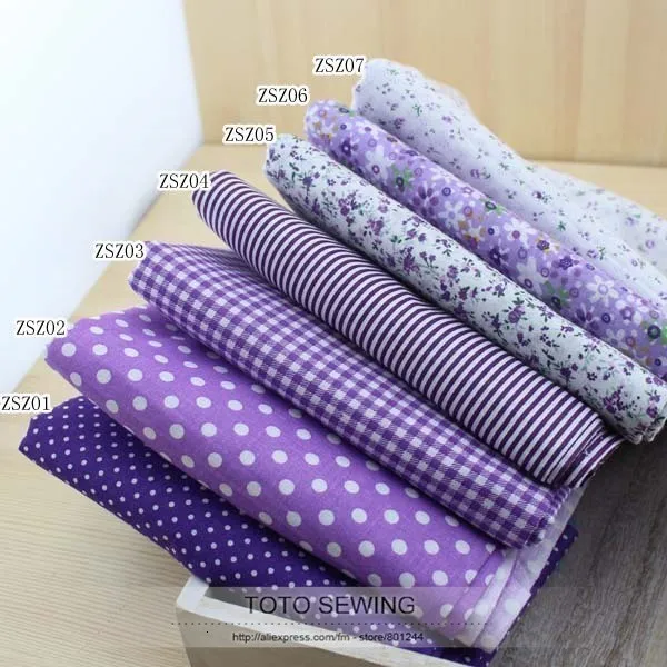 Booksew 50 см* 50 см 7 шт. Фиолетовый хлопок Ткань Жир четверть комплект telas лоскутное стеганое Ткань Тильда наборы для шитья