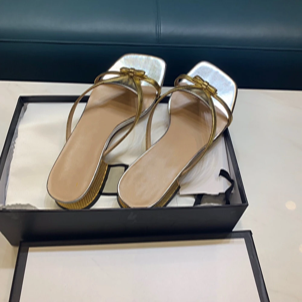 Модные дизайнерские женские шлепанцы роскошная Брендовая обувь из натуральной