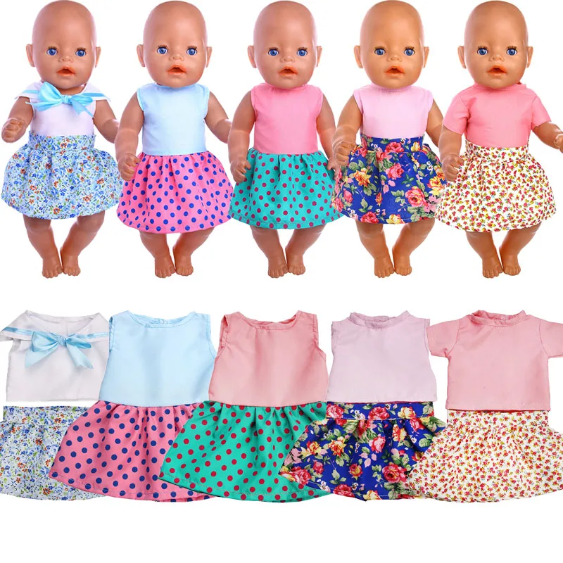 Однотонный топ + цветная юбка/брюки маленький цветочный для 18 дюймовой