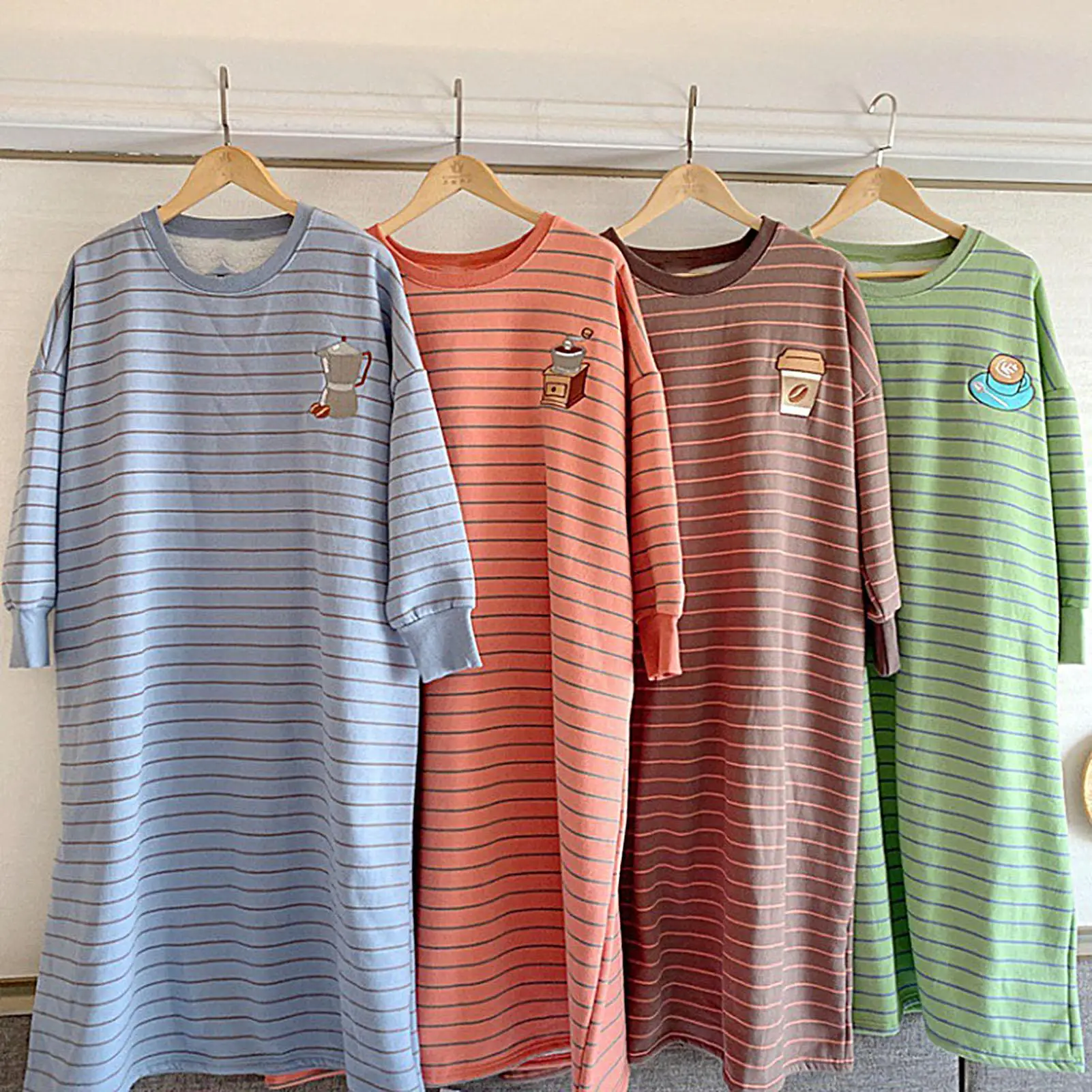 

Women Autumn Winter Dress Fashion Thicken Warm Loose Cartoon Cute Oversized Nightwear Nightgown Nightdress Nightshirt