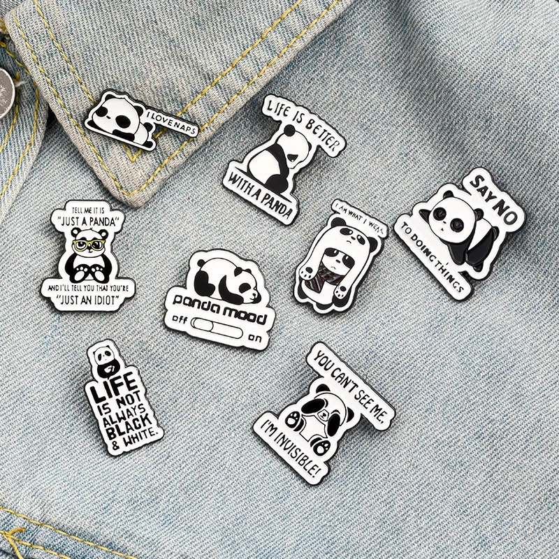 

Adorable Panda Rolling Enamel Pin Brooches Badge for Bag Lapel Pin Buckle Fun Animal Jewelry Gift for Kids Friends