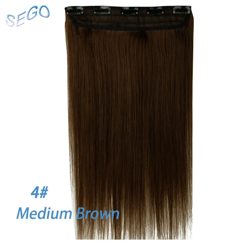 SEGO 1"-24" клип в одном куске настоящие человеческие волосы для наращивания 1 p/w 5 клипов не Реми кусок прямые индийские волосы 40 г-60 г