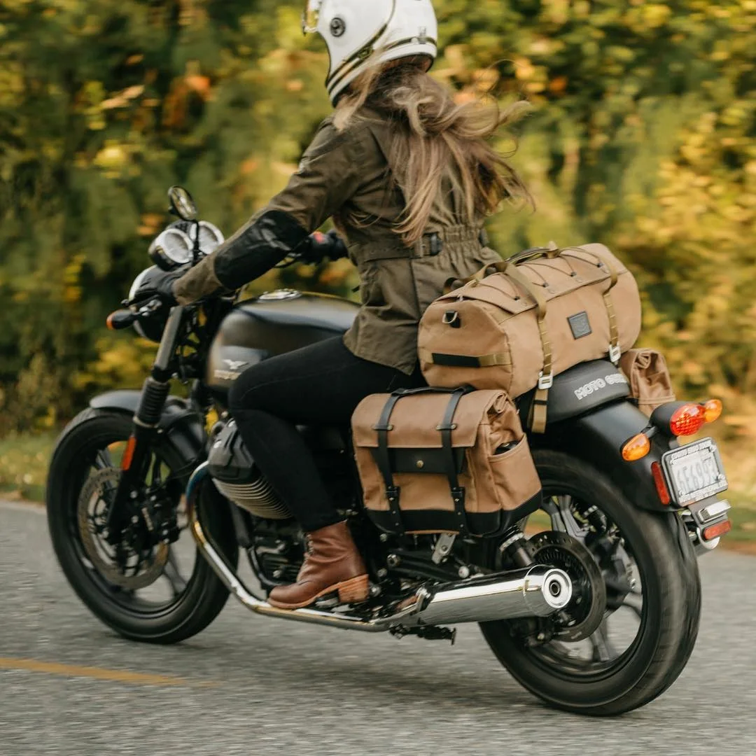 Motorcycle Backpack Canvas Waterproof Rider's Bag Motorcycle Equipment Riding Back Seat Bag Luggage Bag Carrying Bag