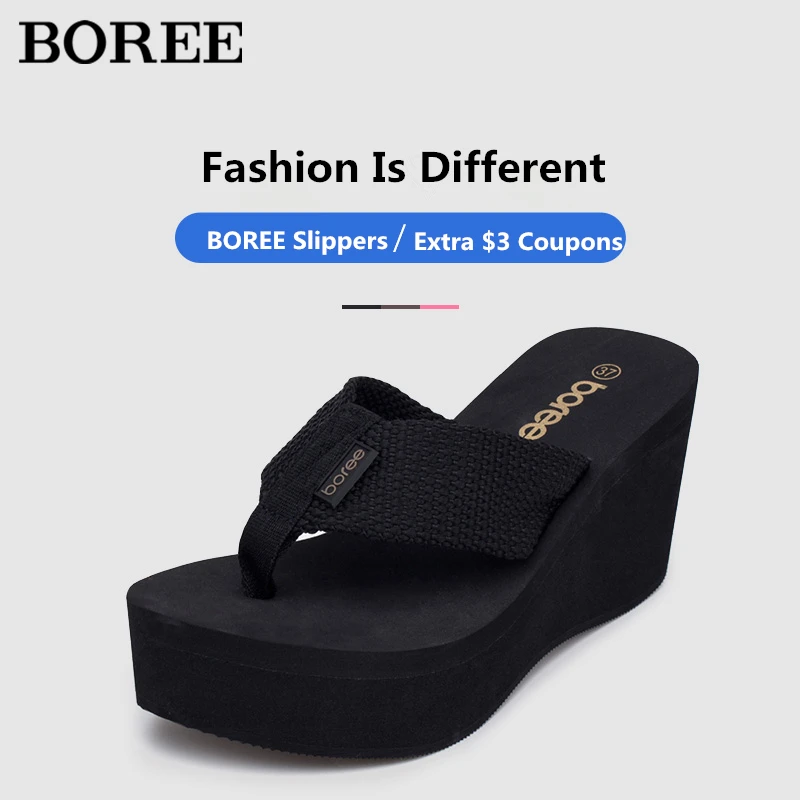 BOREE/обувь Вьетнамки Женские модные шлепанцы на платформе 8 см пляжные сандалии в