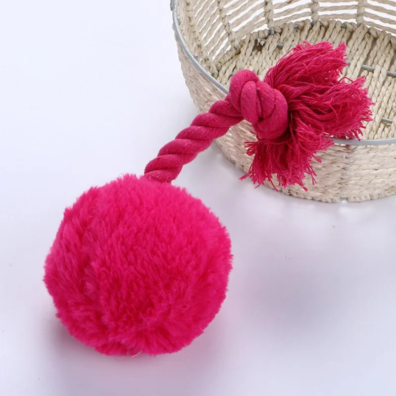 

Dog Toy Interactive Teeth Cleaning Chew Bite Sound Plush Ball with Cotton Rope Toy Durable Pet Supplies