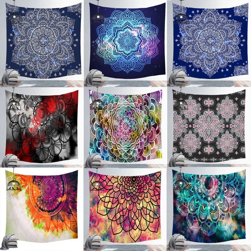 Индийская МАНДАЛА ГОБЕЛЕН настенный пляжные Одеяло хиппи гобелен дома
