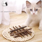 Игрушка для кошек, палочка для чистки зубов, жевательная игрушка, безопасный набор из ротанга серебристого цвета, для домашних животных, палочка для перекуса, натуральная мята, товары для кошек